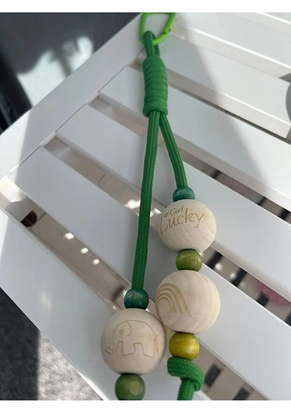 Yeşil Sevimli Boncuklu Paracord Çanta Aksesuarı - Charm - Süs modelleri