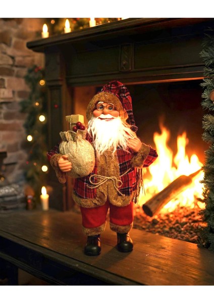 Yılbaşı Kırmızı Noel Baba Figür Biblo 62 Cm, Şık ve Dekoratif Ev Süsü