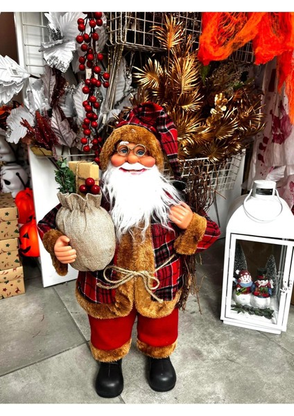 Yılbaşı Kırmızı Noel Baba Figür Biblo 62 Cm, Şık ve Dekoratif Ev Süsü
