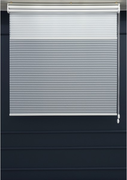 Çift Mekanizmalı Jaluzi Görünümlü Tül+Stor Güneşlik Perde – Çiftli Sistem - 2 Perde Tek Ürün! modelleri