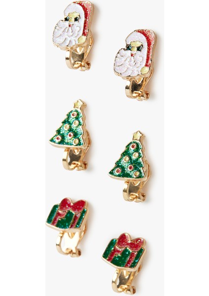 Çok Renkli Yılbaşı Temalı 3'lü Küpe Seti fiyatları