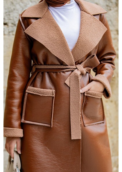 Yün Kaplamalı Deri Kaban-Kahve fiyatları