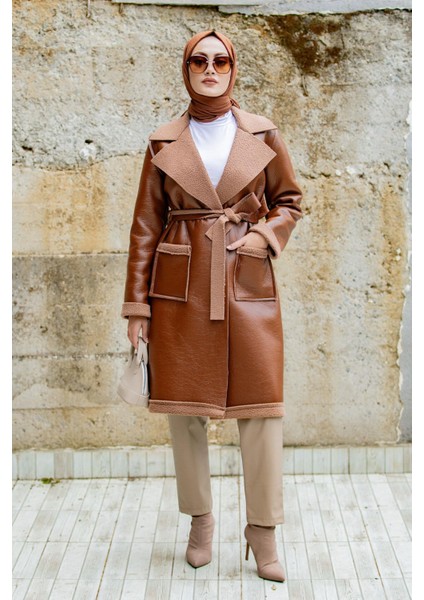 Yün Kaplamalı Deri Kaban-Kahve modelleri
