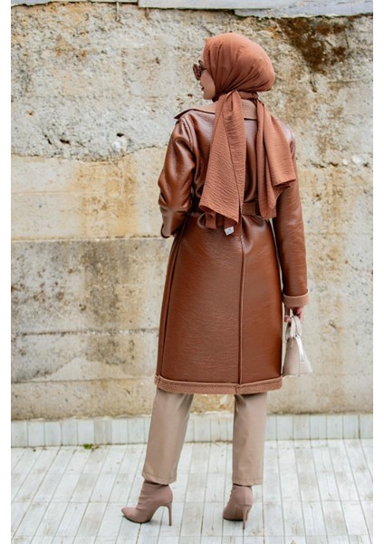 Yün Kaplamalı Deri Kaban-Kahve fırsatları