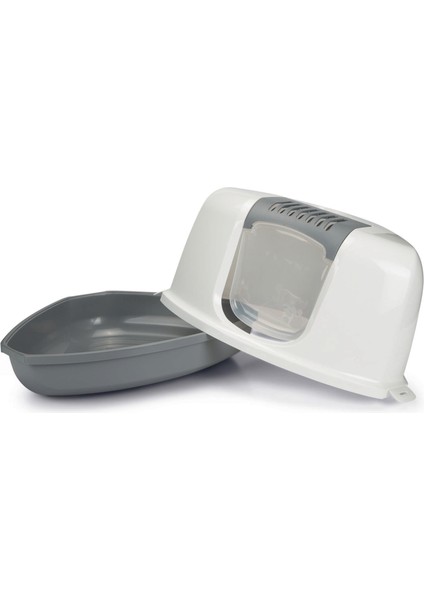 Mtxdpn Beeztees Kapalı Köşe Kedi Tuvaleti, Koku Filtreli, Gri Beyaz, 58X45X40CM fiyatları