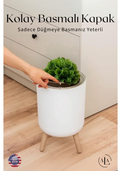 Özel Tasarım Yapay Bitkili Çöp Kovası Çöp Kutusu Banyo Tuvalet Wc Çöp Kovası Kapaklı modelleri