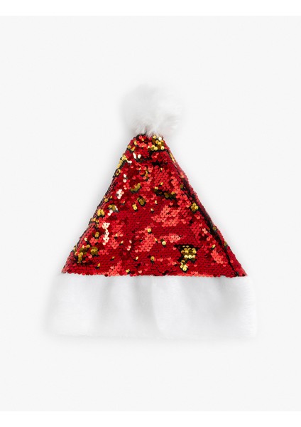 Pullu Payet Detaylı Ponponlu Yılbaşı Şapkası