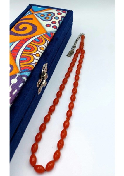 Turuncu Arpa Kesim Alpaka Püskül Kehribar Tespih (Ahşap Kutulu) fırsatları