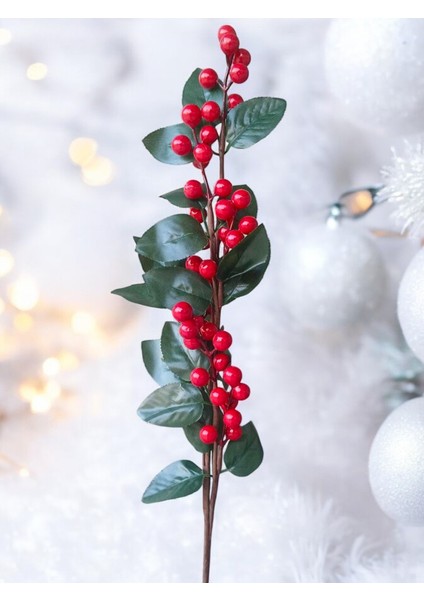 Kırmızı Kokina Dalları ile Neşeli ve Şık Yılbaşı Dekoru T1131 fiyatları