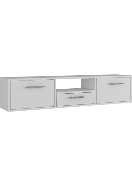 1331DROPCT-128 Duvara Montaj Tv Sehpası BEYAZ-GÜMÜŞ fırsatları
