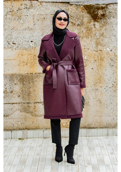 Yün Kaplamalı Deri Kaban-Bordo modelleri