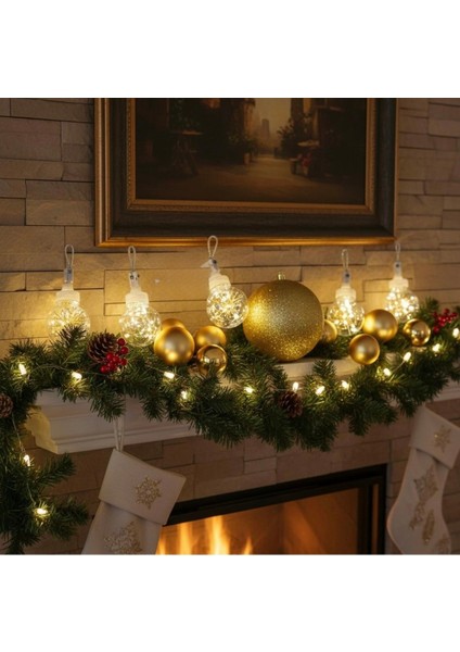 Parlak Gold Yılbaşı Top Seti, 5'li Işıklı Dekorasyon Hediye fiyatları