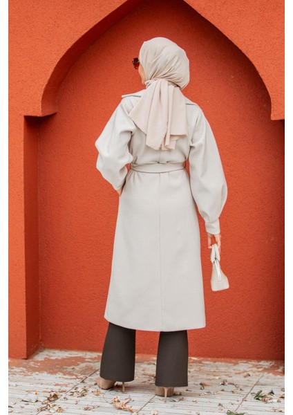 Olly Pileli Balon Kol Astarlı Kaşe Kaban-Bej indirimleri