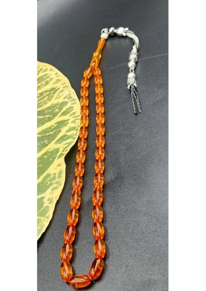 Turuncu Şeffaf Alpaka Püskül Ateş Kehribar Tespih (Ahşap Kutulu) fiyatları