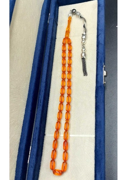 Turuncu Şeffaf Alpaka Püskül Ateş Kehribar Tespih (Ahşap Kutulu) fırsatları