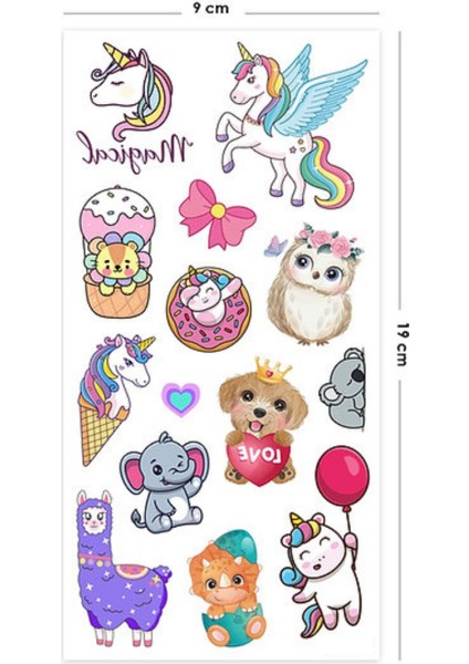 Çok Renkli Sevimli Hayvan Temalı Kız Çocuk Dövme Set fiyatları