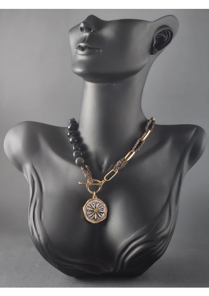 Birtaz Siyah Akik Doğaltaş Kolye modelleri