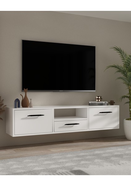 1331DROPCT-128 Duvara Montaj Tv Sehpası BEYAZ-SİYAH indirimleri