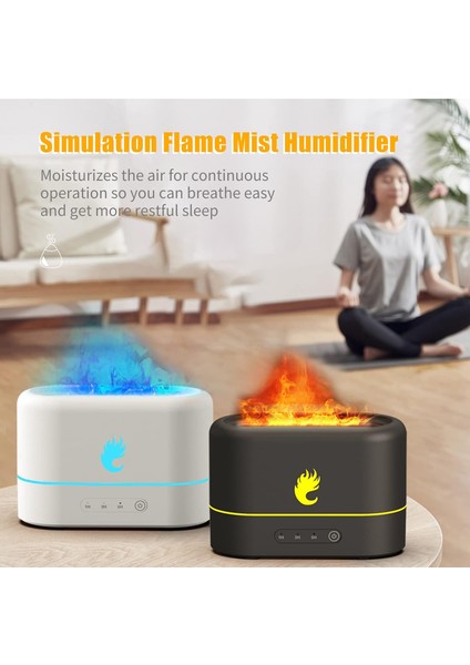 Simülasyon Alevli Nemlendirici Aromaterapi Zeytinyağı Dağıtıcı ile Sessiz Soğuk Buhar USB Hava 2 Parlaklık Işığı Otomatik Kapatma Fonksiyonu Ev Ofis Yatak modelleri