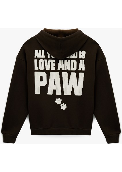 Kapüşonlu Fermuarlı Arkası Kedi Baskılı Kanguru Cepli Oversize Sweatshirt fiyatları