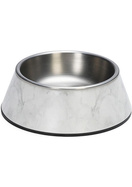 Drnds Beeztees Dbl Köpek Mama Su Kabı, Mat Paslanmaz Çelik, Beyaz Mermer Görünümlü, 14CM, 160ML