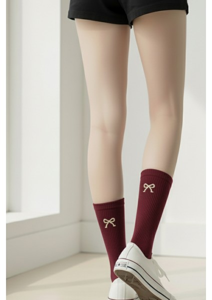 7 Renk Seçeneğiyle Fiyonk Nakışlı Ribanalı Pamuklu Konçlu Çorap | Öğrenci Çorabı | Unisex Spor ve Günlük Kullanım fiyatları