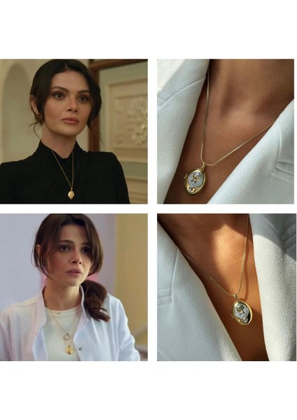 Çelik Anka Kapaklı Kolye Gold modelleri