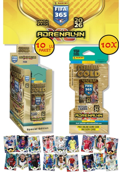 Panini Premium Gold 2026 Adrenalyn Xl Futbolcu Kartı Special Edition Eco Blister (10 Paket 140 Kart)