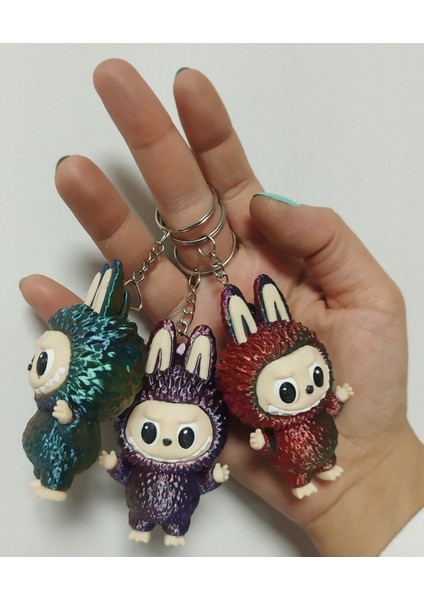 Labubu Figür Anahtarlık 7 Cm, 3 Farklı Renk Geçişi, Yüksek Kalite 3D Baskı, Çevre Dostu Pla Hammadde, (Çanta Süsü, Anahtarlık)