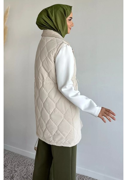 Astarlı Bel Lastikli Kapitoneli Tesettür Şişme Yelek P-00019154 fırsatları