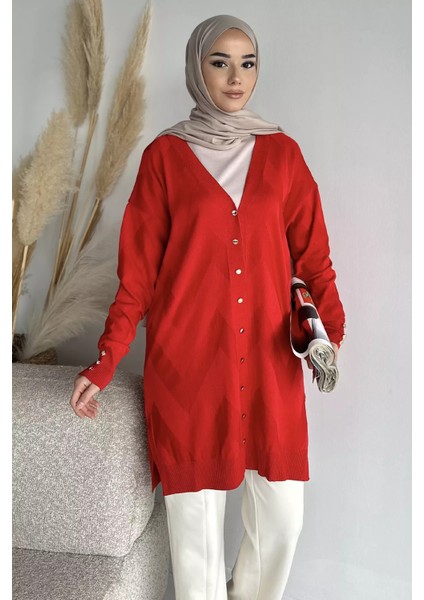 Ön Düğmeli Desenli Tesettür Triko Hırka (M-L-Xl Uyumludur) P-00018881 fiyatları