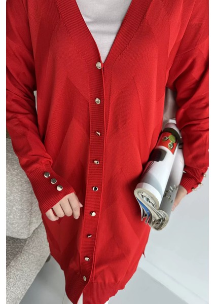 Ön Düğmeli Desenli Tesettür Triko Hırka (M-L-Xl Uyumludur) P-00018881 modelleri