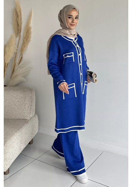 Ön Düğmeli Tesettür Triko Hırka Bel Lastikli Pantolon Ikili Takım P-00019052 fiyatları