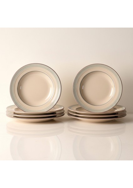 Valeron 6 Adet 22 cm Çukur Yemek Tabağı Reaktif Agate 969