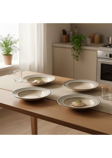 Valeron 6 Adet 22 cm Çukur Yemek Tabağı Reaktif Agate 969 modelleri