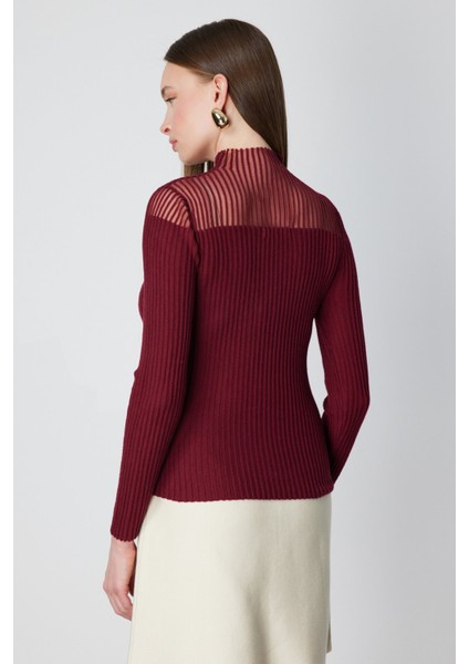 Yakası Transparan Taşlı Triko Kazak 60340-26K fırsatları