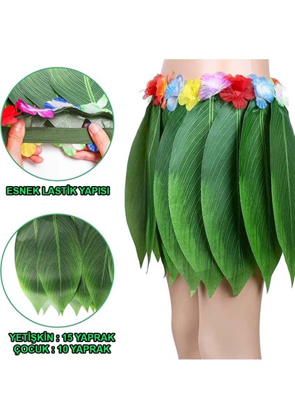 Yetişkin Boy Parti Eteği Hawaii Yapraklı Tropikal Esintili
