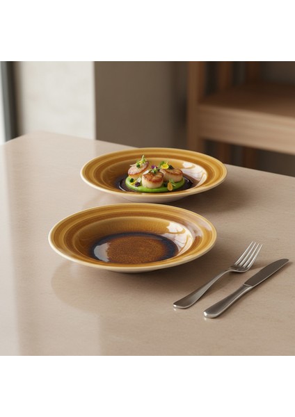 Valeron 6 Adet 22 cm Çukur Yemek Tabağı Reaktif Saura 137