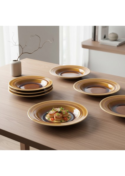 Valeron 6 Adet 22 cm Çukur Yemek Tabağı Reaktif Saura 137