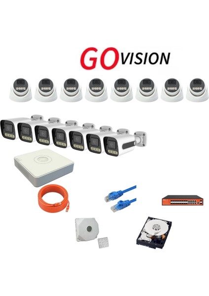 Go Vision 15'li 5mp 4K Ultra Hd Ip Güvenlik Kamera Seti (Gece Görüşlü, Dış Mekan Uyumlu)