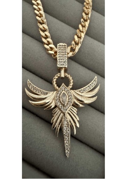 Zirkon Taş Detaylı Çelik Ankakuşu Kolye Beyaz Taşlı fiyatları