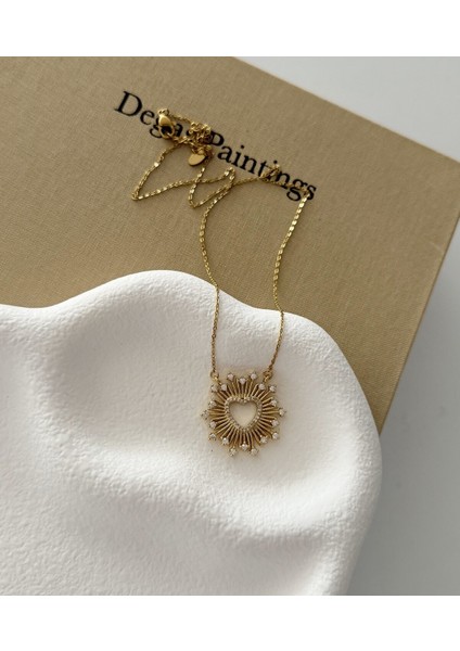 Özel Tasarım Çelik Zirkon Taşlı Kalp Kolye fiyatları