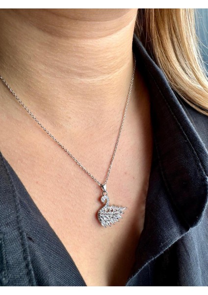 Gümüş Kaplama Kuğu Kolye fiyatları