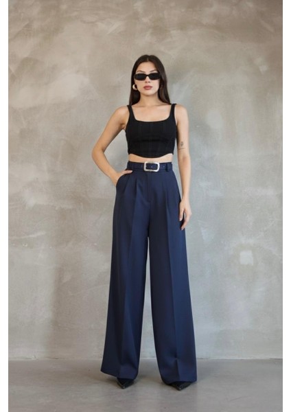 Kadın Palazzo Pileli Pantolon Ithal Doubleface Kumaş Yüksek Kaliteli Ürün Yüksek Bel Kemerli modelleri