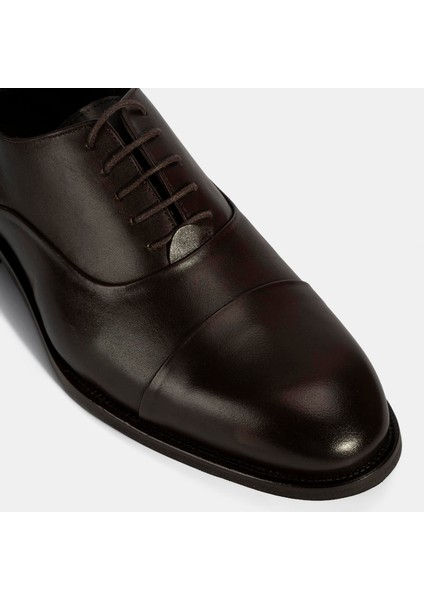 Erkek Kahve Bağcıklı Deri Klasik Ayakkabı