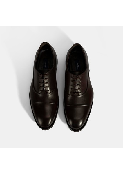 Erkek Kahve Bağcıklı Deri Klasik Ayakkabı
