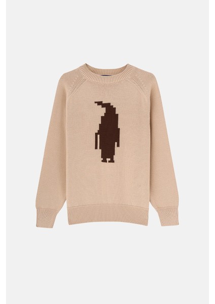Imparator Penguen Triko Crew Neck Sweater - Bej
