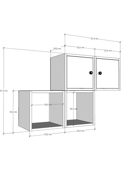 Modüler Komodin 4 Kutu Kapaklı ve Açık Raflı Duvara Monte Edilebilir BEYAZ-NRG-KMD-1011 fırsatları