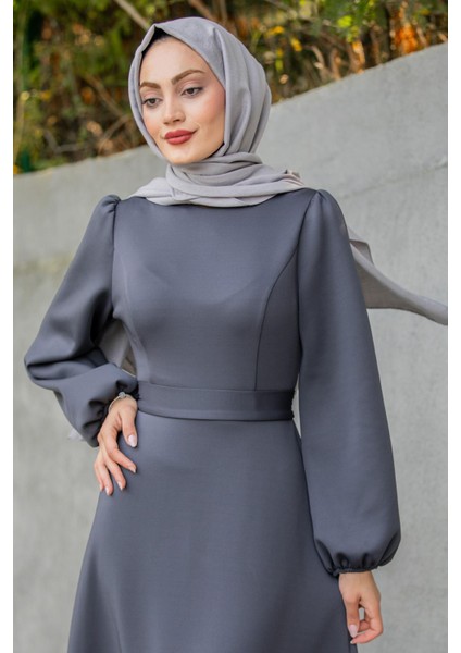 Luvi Pufy Dalgıç Balon Kollu Elbise-Antrasit fiyatları