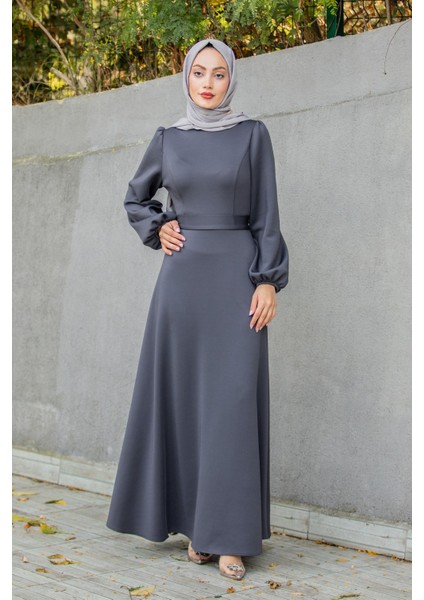 Luvi Pufy Dalgıç Balon Kollu Elbise-Antrasit fırsatları